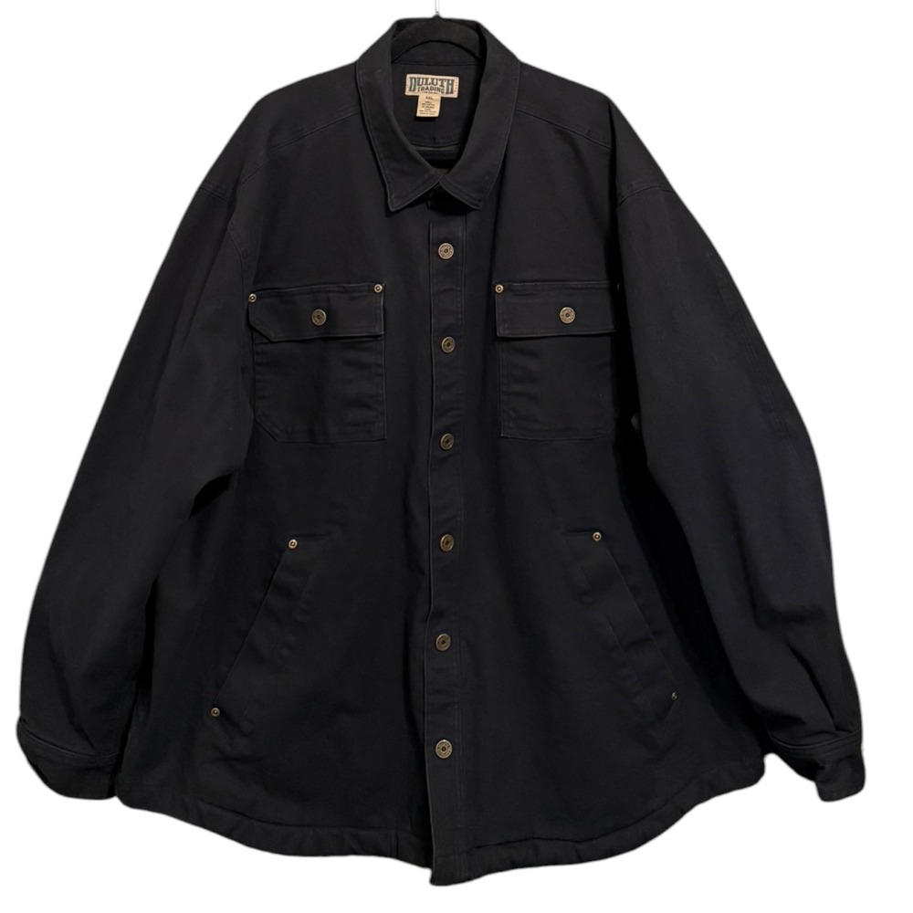 Duluth Trading Co Mens 3XL Black Fire Hose Fleece Lined DuluthFlex Shirt Jacket